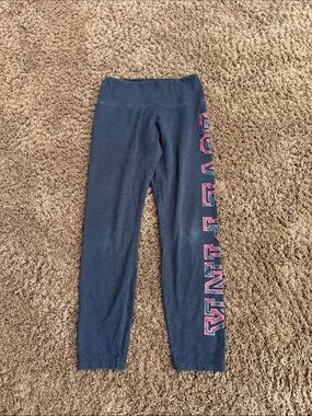 PINK Victoria's Secret Black Leggings with Red Side Graphic